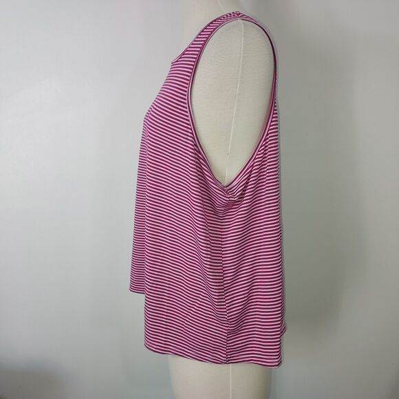Dip Tank Top Womens Plus Size 2X Stretch Sleeveless Striped Lightweight Shirt - Picture 4 of 9